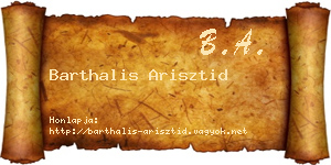 Barthalis Arisztid névjegykártya